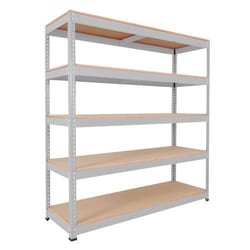 Manutan Rapid 1 1980hx1525wx457mmd Light Grey 5 ChipboardShelves, Quantity: