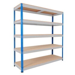 Manutan Rapid 1 HD 2440hx1830wx760d BlueGrey 5 Chipboard Shelves, Quantity: