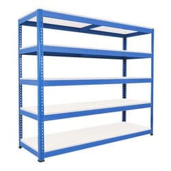 Manutan Rapid 1 2440hx2440wx380mmd Blue 5 Melamine Shelves, Quantity: Each