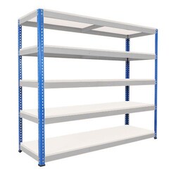 Manutan Rapid 1 HD 2440hx2134wx915d BlueGrey 5 Melamine Shelves, Quantity: