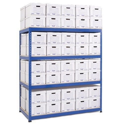 Manutan Rapid 1 Blue Archive Storage Unit 80 White Boxes, Quantity: 1 set