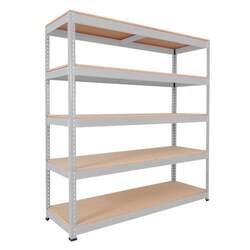 Manutan Rapid 1 1980hx1525wx915mmd Light Grey 5 ChipboardShelves, Quantity: