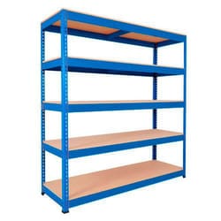 Manutan Rapid 1 Blue 2440h x 1525w x 610d 5 Chipboard Shelves, Quantity: