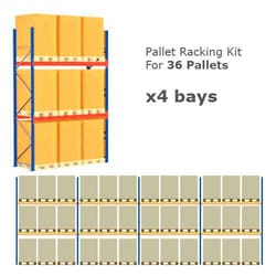 Manutan Pallet Racking Kit 4000h x11289w x1100d 2 Levels 36 Pallets, Quantity: