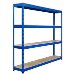 Manutan Rapid 1 HD 1980hx1830wx760mmd Blue 4 Chipboard Shelves, Quantity: