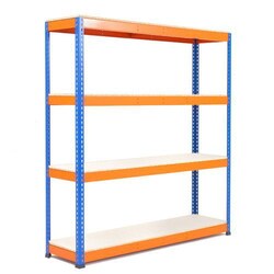 Manutan Rapid 1 HD 1980hx1830wx760mmd Blue/Orange 4 Melamine Shelves, Quantity:
