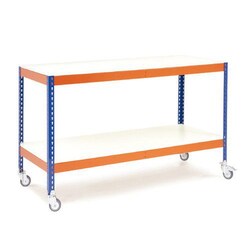 Manutan NR1 MOBILE Bench 915h x 1830w x 760mmd Melamine -Blue, Quantity: