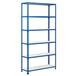 Manutan Rapid 2 1600hx915wx610mmd Blue 6 Melamine Shelves, Quantity: Each