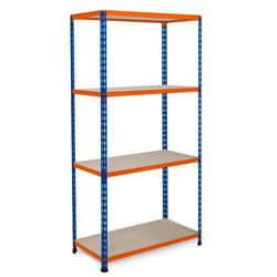 Manutan Rapid 2 1600hx1525wx305mmd Blue/Orange c/w 5 Chipboard Sh, Quantity: