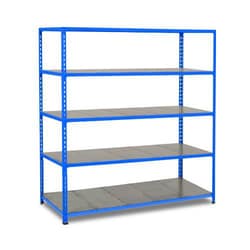 Manutan Rapid 2 2440hx1220wx455mmd Blue 5 Galvanized Shelves, Quantity:
