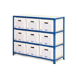 Manutan R2 Doc Storage BlueGrey 1015hx1120wx455mmd 9 white boxes, Quantity: