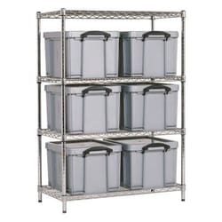 Manutan Chrome Storage Box Bay 1270hx915wx455mmd c/w 6 noGREY boxes, Quantity:
