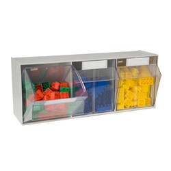 Manutan Tilt Bins 3 Section Grey / Clear, Quantity: Each