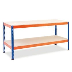 Manutan W/bench full lower shelf 915hx2440wx760mmd Mel-Blue/Orange, Quantity: