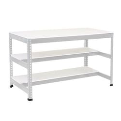 Manutan Workbench 2 of 1/2 shelf 915hx1525w760mmd Mel-Light Grey, Quantity: