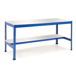 Manutan Workbench 1/2 shelf 915h x 1830w x 915mmd Melamine-Blue, Quantity: