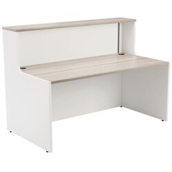 Manutan Reception Desk 1600mm White Side Grey Oak Top, Quantity: Each