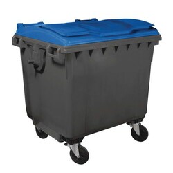 Manutan Waste Container with 4 Wheels - 1100 L - Mobil Plastic - Grey Housing