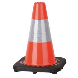 Manutan Safety cone with reflective strip and black base, Quantity: Each