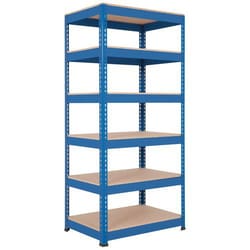 Manutan Rapid 1 2440hx915wx760mmd Blue 6 Chipboard Shelves, Quantity: Each