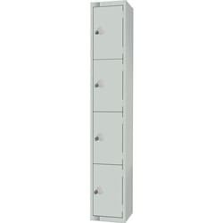 Manutan Grey/Grey 4 Door Antibac Locker 1800x300x300mm Hasp Lock, Quantity:
