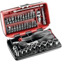 Facom Cabinet of 38 pieces 1/4 "6 pans, model: Ratchet Rotary handle, Ref.