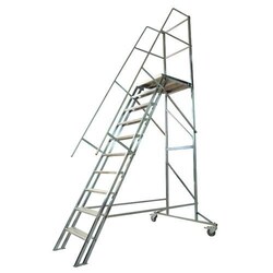 Manutan Mobile staircase with railing 10 steps, Quantity: Each