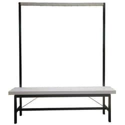 Manutan Changing room bench with 8 hooks, 1150 mm, white PVC, Quantity: