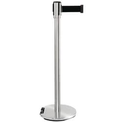 Manutan Chrome-plated post, black 5m belt, chrome-plated Roller base, Quantity: