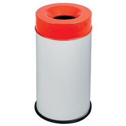 Manutan Fireproof waste bin white with red lid 90 L, Quantity: Each