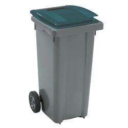 Manutan Waste bin 120 l gray / green, Quantity: Varje