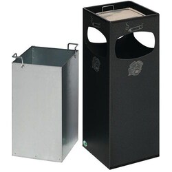 Manutan Metal ashtray waste bin, antique silver 22 L, Quantity: Each