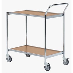 Manutan Table trolley 800 x 420 mm chrome/oak - 2 plates - 150 kg, Quantity: