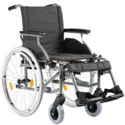 Manutan Wheelchair, fixed backrest, black - aluminium frame, Quantity: