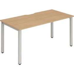 Manutan Silver Frame Single Office Bench Desk 1400mm Beech, Quantity: Each