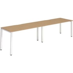 Manutan White Frame 2 Pod Office Bench Desk 1200mm Oak, Quantity: Each
