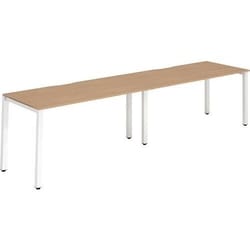 Manutan White Frame 2 Pod Office Bench Desk 1400mm Beech, Quantity: Each