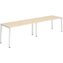 Manutan White Frame 2 Pod Office Bench Desk 1400mm Maple, Quantity: Each