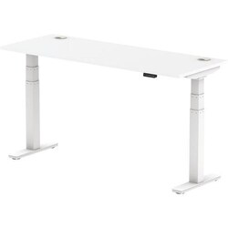 Manutan Air Height Adjustable Desk White/White with CablePorts 1600x600mm,