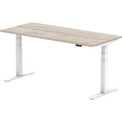 Manutan Air Height Adjustable Desk Grey Oak/White withoutCable Port 1800x800mm,