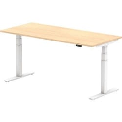 Manutan Air Height Adjustable Desk Maple/White without Cable Port 1800x800mm,