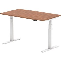 Manutan Air Height Adjustable Desk Walnut/White without Cable Port 1400x800mm,