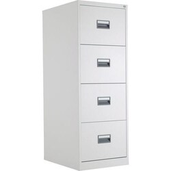 Manutan 4 Drawer Steel Filing Cabinet White, Quantity: Each