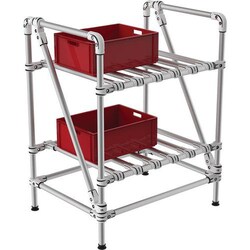 Manutan Mini shelving with 2 levels of tubular shelves, 800 x 600 x 1,000,