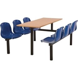 Manutan 6 Seat Canteen Table - 1-way Access - Blue Seat -Beech Top, Quantity: