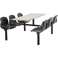 Manutan 6 Seat Canteen Table - Black Seat - Grey Top, Quantity: Each