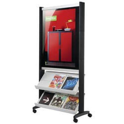 Manutan Mobile brochure holder Easy Display - grey - Paperflow, Quantity: