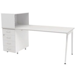 Manutan Desk. Home Office + shelf left L.100cm white/white Ara, Quantity: