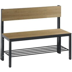 Manutan Basic Plus" bench with backrest and shoe rack oakL 1000, Quantity: