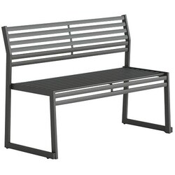 Manutan Bench with backrest in galvanised steel, grey - L: 120 cm, Quantity: